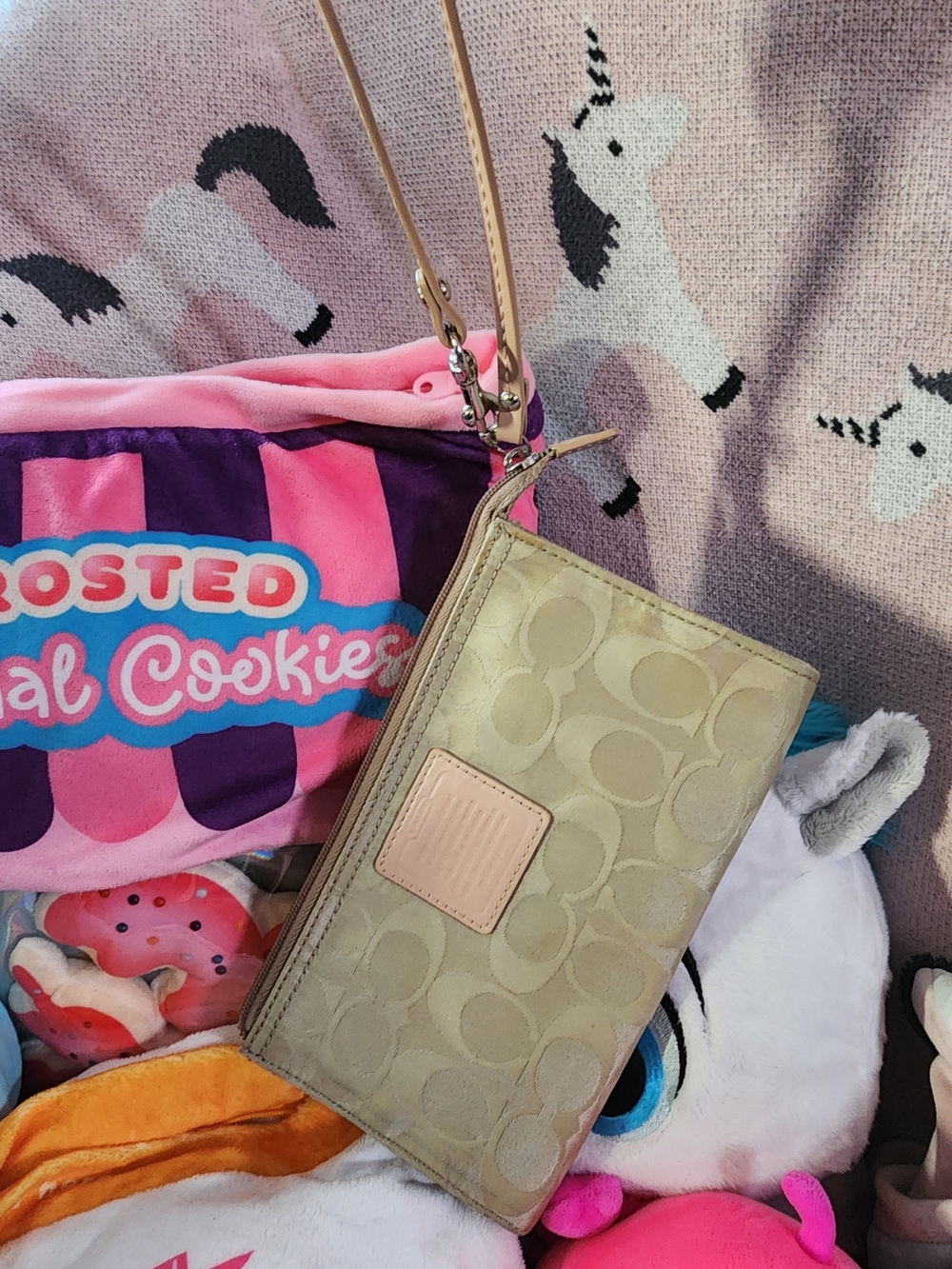 Classic Coach Signature Jacquard Wristlet